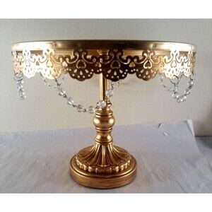 Gold Metal Cake Stand 8.5” Tall Pedestal Dessert Display Wedding Decor